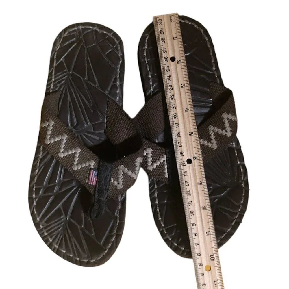 RALPH LAUREN Flip Flop Sandals Men's Size 6 Brown Flag Tag